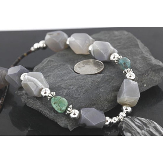 Certified Authentic Navajo .925 Sterling Silver Natural Jasper Agate Turquoise Native American Necklace 15465-50 Certified Authentic Navajo .925 Sterling Silver Natural Jasper Agate Turquoise Native American Necklace 15465-50