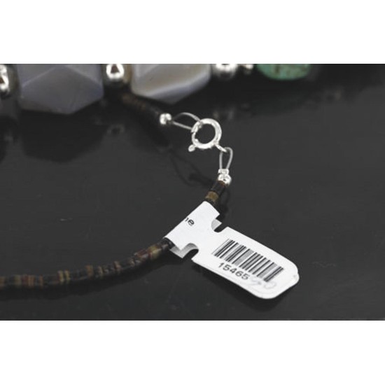 Certified Authentic Navajo .925 Sterling Silver Natural Jasper Agate Turquoise Native American Necklace 15465-50 Certified Authentic Navajo .925 Sterling Silver Natural Jasper Agate Turquoise Native American Necklace 15465-50