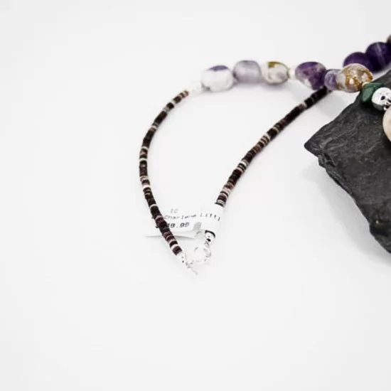 Certified Authentic Navajo .925 Sterling Silver Natural Jasper Amethyst Turquoise Native American Necklace 15265-12 Certified Authentic Navajo .925 Sterling Silver Natural Jasper Amethyst Turquoise Native American Necklace 15265-12