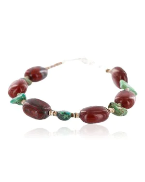 Certified Authentic Navajo .925 Sterling Silver Natural Jasper Turquoise Native American Bracelet 390765680506