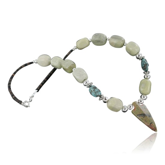 Certified Authentic Navajo .925 Sterling Silver Natural Jasper Turquoise Native American Necklace 390683528238 Certified Authentic Navajo .925 Sterling Silver Natural Jasper Turquoise Native American Necklace 390683528238