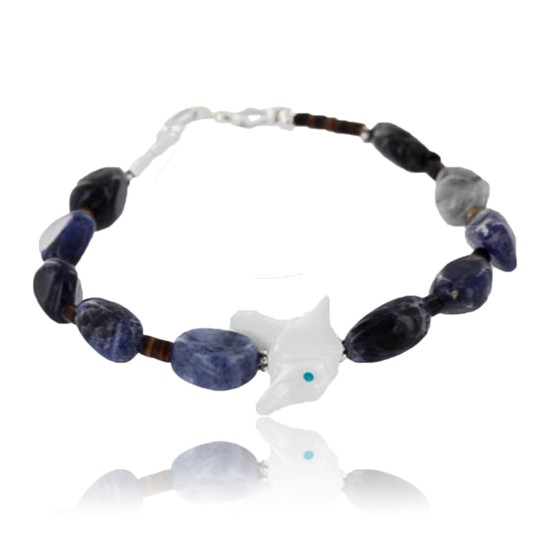 Certified Authentic Navajo .925 Sterling Silver Natural Lapis and Alabaster Native American Bracelet 370995372790 Certified Authentic Navajo .925 Sterling Silver Natural Lapis and Alabaster Native American Bracelet 370995372790