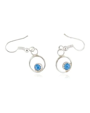 Certified Authentic Navajo .925 Sterling Silver Natural Lapis Dangle Native American Earrings 27226-2