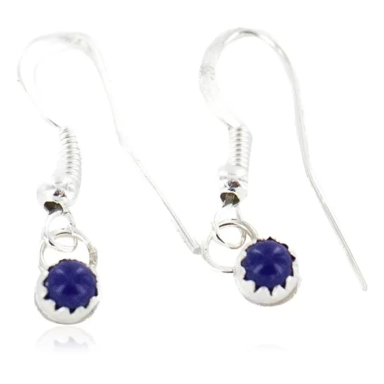 Certified Authentic Navajo .925 Sterling Silver Natural Lapis Native American Dangle Earrings 27233-6