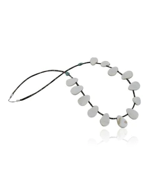 Certified Authentic Navajo .925 Sterling Silver Natural Mother Of Pearl Heishi Native American Necklace 15215-13