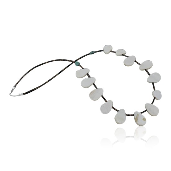Certified Authentic Navajo .925 Sterling Silver Natural Mother Of Pearl Heishi Native American Necklace 15215-13 Certified Authentic Navajo .925 Sterling Silver Natural Mother Of Pearl Heishi Native American Necklace 15215-13
