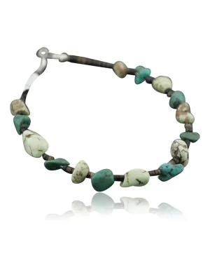 Certified Authentic Navajo .925 Sterling Silver Natural Mountain Turquoise Gaspeite Native American Bracelet 390734564495