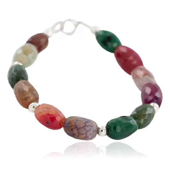 Certified Authentic Navajo .925 Sterling Silver Natural Multicolor Stones Native American Bracelet 13038-20 Certified Authentic Navajo .925 Sterling Silver Natural Multicolor Stones Native American Bracelet 13038-20