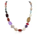 Certified Authentic Navajo .925 Sterling Silver Natural Multicolor Stones Native American Necklace 7501004-4
