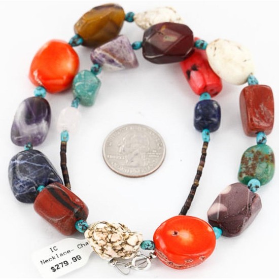 Certified Authentic Navajo .925 Sterling Silver Natural MULTICOLOR TURQUOISE Native American Necklace 371022000797 Certified Authentic Navajo .925 Sterling Silver Natural MULTICOLOR TURQUOISE Native American Necklace 371022000797