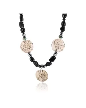 Certified Authentic Navajo .925 Sterling Silver Natural Onyx Turquoise Jasper Native American Necklace 15896-2