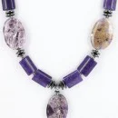 Certified Authentic Navajo .925 Sterling Silver Natural PURPLE AGATE and AMETHYST Native American Necklace 390800514108