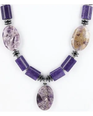 Certified Authentic Navajo .925 Sterling Silver Natural PURPLE AGATE and AMETHYST Native American Necklace 390800514108