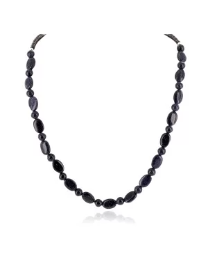 Certified Authentic Navajo .925 Sterling Silver Natural Purple Goldstone Native American Necklace 25308-2