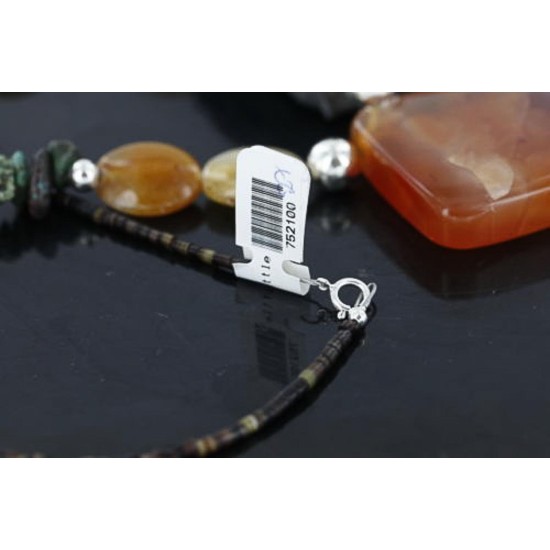 Certified Authentic Navajo .925 Sterling Silver Natural Quartz Turquoise Agate Native American Necklace 752100-27 Certified Authentic Navajo .925 Sterling Silver Natural Quartz Turquoise Agate Native American Necklace 752100-27