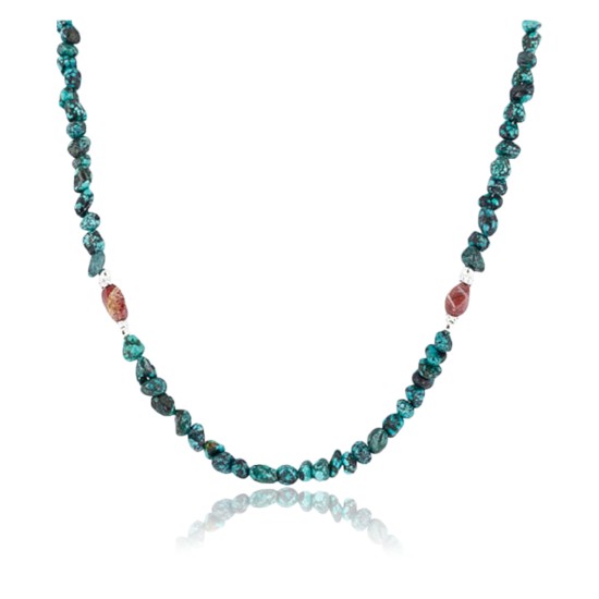 Certified Authentic Navajo .925 Sterling Silver Natural SPIDER WEB Turquoise Native American Necklace 371008547459