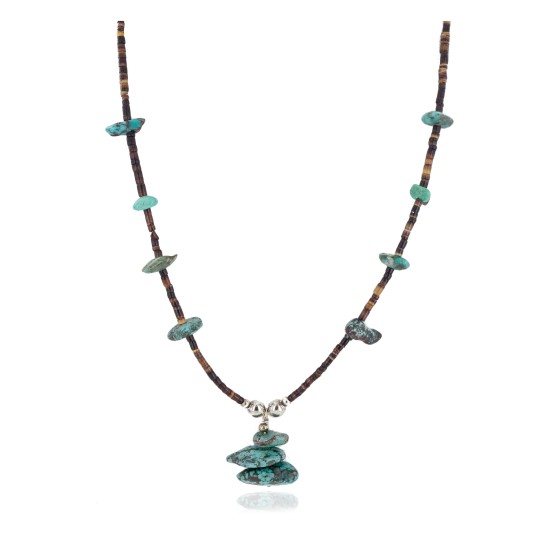Certified Authentic Navajo .925 Sterling Silver Natural Spiderweb Turquoise Heishi Native American Necklace 15205-2 Certified Authentic Navajo .925 Sterling Silver Natural Spiderweb Turquoise Heishi Native American Necklace 15205-2