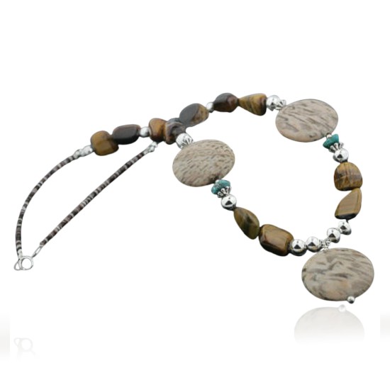 Certified Authentic Navajo .925 Sterling Silver Natural Tigers Eye Jasper Turquoise Native American Necklace 390732458105 Certified Authentic Navajo .925 Sterling Silver Natural Tigers Eye Jasper Turquoise Native American Necklace 390732458105