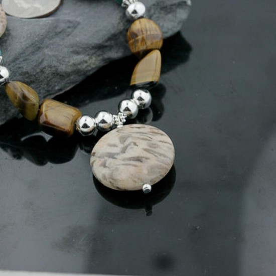 Certified Authentic Navajo .925 Sterling Silver Natural Tigers Eye Jasper Turquoise Native American Necklace 390732458105 Certified Authentic Navajo .925 Sterling Silver Natural Tigers Eye Jasper Turquoise Native American Necklace 390732458105