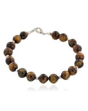 Certified Authentic Navajo .925 Sterling Silver Natural Tigers Eye Native American Bracelet 13039-2