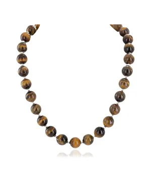 Certified Authentic Navajo .925 Sterling Silver Natural Tigers Eye Native American Necklace 25288-2