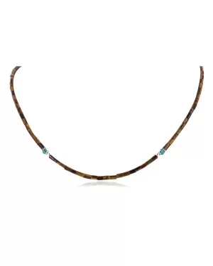 Certified Authentic Navajo .925 Sterling Silver Natural Tigers Eye Turquoise Native American Necklace 790110