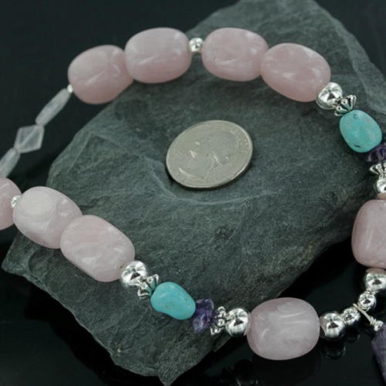 Certified Authentic Navajo .925 Sterling Silver Natural Turquoise Agate Amethyst Native American Necklace 390675692060 Certified Authentic Navajo .925 Sterling Silver Natural Turquoise Agate Amethyst Native American Necklace 390675692060