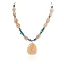 Certified Authentic Navajo .925 Sterling Silver Natural Turquoise Agate Hematite Native American Necklace 16092-5