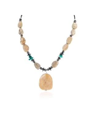 Certified Authentic Navajo .925 Sterling Silver Natural Turquoise Agate Hematite Native American Necklace 16092-5 Certified Authentic Navajo .925 Sterling Silver Natural Turquoise Agate Hematite Native American Necklace 16092-5