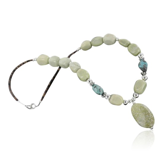Certified Authentic Navajo .925 Sterling Silver Natural Turquoise Agate Native American Necklace 390677835373