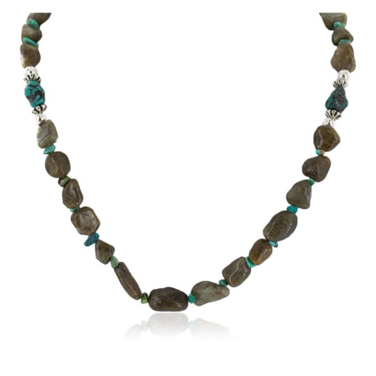 Certified Authentic Navajo .925 Sterling Silver Natural Turquoise Agate Native American Necklace 750199-7 Certified Authentic Navajo .925 Sterling Silver Natural Turquoise Agate Native American Necklace 750199-7