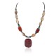 Certified Authentic Navajo .925 Sterling Silver Natural Turquoise Agate Red Jasper Hematite Native American Necklace 16092-1