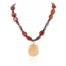 Certified Authentic Navajo .925 Sterling Silver Natural Turquoise Agate Red Jasper Hematite Native American Necklace  18072-101