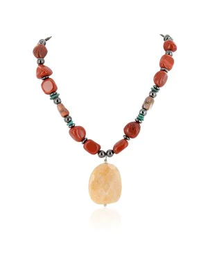 Certified Authentic Navajo .925 Sterling Silver Natural Turquoise Agate Red Jasper Hematite Native American Necklace 18072-101 Certified Authentic Navajo .925 Sterling Silver Natural Turquoise Agate Red Jasper Hematite Native American Necklace 18072-101