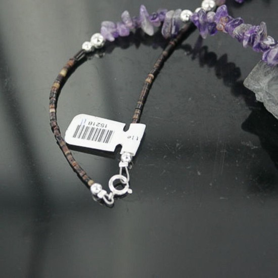 Certified Authentic Navajo .925 Sterling Silver Natural Turquoise Amethyst Agate Native American Necklace 370925639334 Certified Authentic Navajo .925 Sterling Silver Natural Turquoise Amethyst Agate Native American Necklace 370925639334