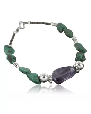 Certified Authentic Navajo .925 Sterling Silver Natural Turquoise Amethyst Native American Bracelet 370959246928 Certified Authentic Navajo .925 Sterling Silver Natural Turquoise Amethyst Native American Bracelet 370959246928