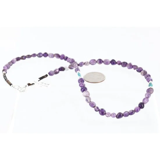 Certified Authentic Navajo .925 Sterling Silver Natural Turquoise Amethyst Native American Necklace 370993141648 Certified Authentic Navajo .925 Sterling Silver Natural Turquoise Amethyst Native American Necklace 370993141648