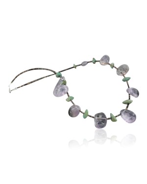 Certified Authentic Navajo .925 Sterling Silver Natural Turquoise Amethyst Native American Necklace 390722597391