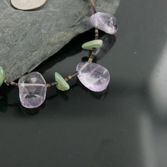 Certified Authentic Navajo .925 Sterling Silver Natural Turquoise Amethyst Native American Necklace 390722597391 Certified Authentic Navajo .925 Sterling Silver Natural Turquoise Amethyst Native American Necklace 390722597391