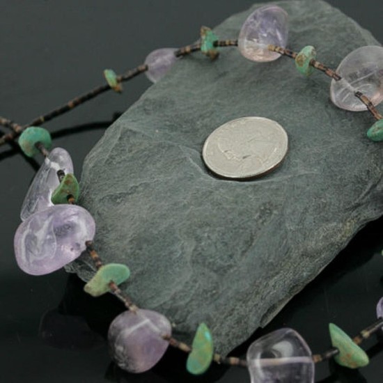 Certified Authentic Navajo .925 Sterling Silver Natural Turquoise Amethyst Native American Necklace 390722597391 Certified Authentic Navajo .925 Sterling Silver Natural Turquoise Amethyst Native American Necklace 390722597391