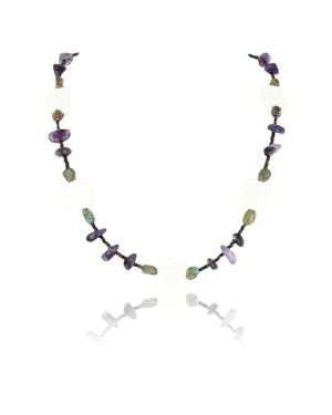Navajo .925 Sterling Silver Turquoise Amethyst Necklace 15856-13