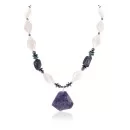 Certified Authentic Navajo .925 Sterling Silver Natural Turquoise Amethyst Pink Quartz Hematite Native American Necklace 16092-8
