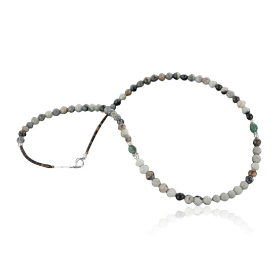 Certified Authentic Navajo .925 Sterling Silver Natural Turquoise and Agate Native American Necklace 15759-10 Certified Authentic Navajo .925 Sterling Silver Natural Turquoise and Agate Native American Necklace 15759-10