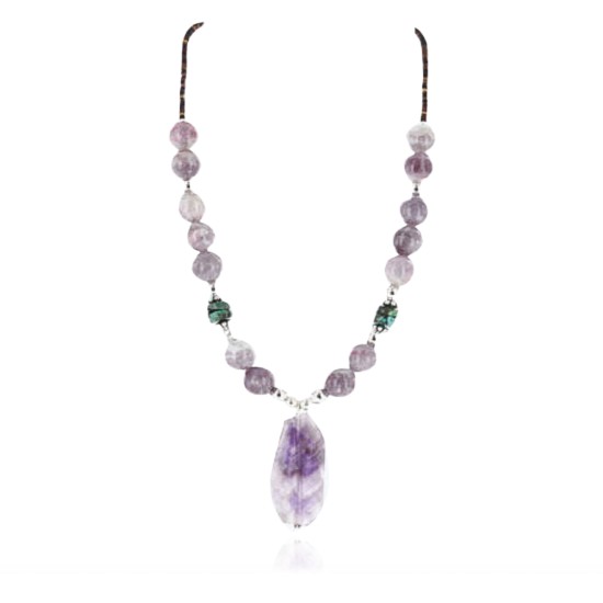 Certified Authentic Navajo .925 Sterling Silver Natural Turquoise and AMETHYST Native American Necklace 371007008020 Certified Authentic Navajo .925 Sterling Silver Natural Turquoise and AMETHYST Native American Necklace 371007008020