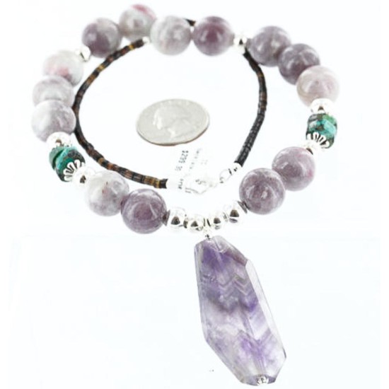 Certified Authentic Navajo .925 Sterling Silver Natural Turquoise and AMETHYST Native American Necklace 371007008020 Certified Authentic Navajo .925 Sterling Silver Natural Turquoise and AMETHYST Native American Necklace 371007008020