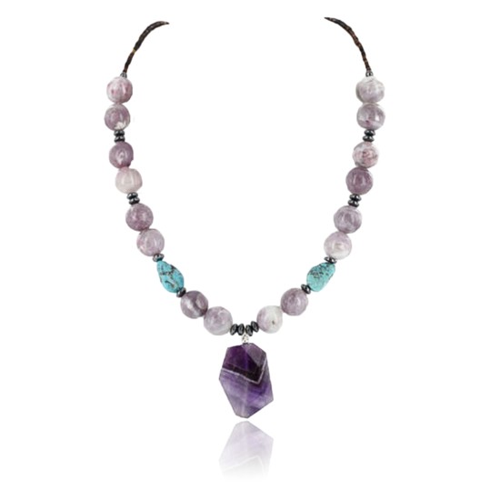 Certified Authentic Navajo .925 Sterling Silver Natural Turquoise and AMETHYST Native American Necklace 371008914523 Certified Authentic Navajo .925 Sterling Silver Natural Turquoise and AMETHYST Native American Necklace 371008914523