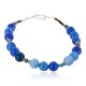Certified Authentic Navajo .925 Sterling Silver Natural Turquoise and Blue Agate Native American Bracelet 370992826309