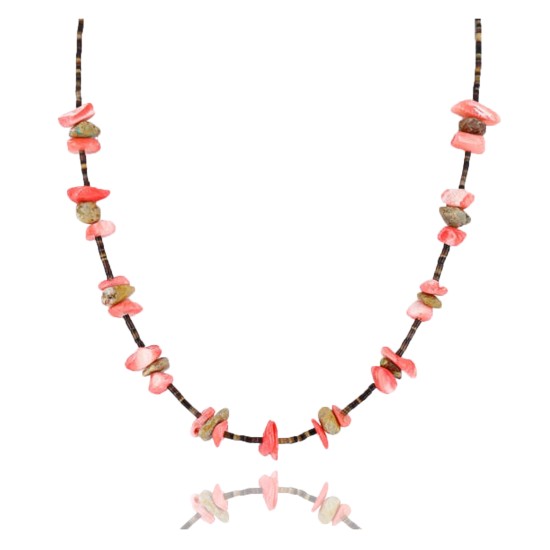 Certified Authentic Navajo .925 Sterling Silver Natural Turquoise and Coral Native American Necklace 15883-8 Certified Authentic Navajo .925 Sterling Silver Natural Turquoise and Coral Native American Necklace 15883-8