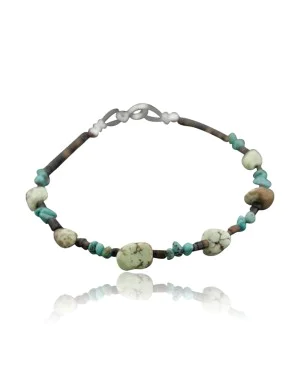 Certified Authentic Navajo .925 Sterling Silver Natural Turquoise and Gaspeite Native American Bracelet 370974617439