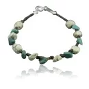 Certified Authentic Navajo .925 Sterling Silver Natural Turquoise and Gaspeite Native American Bracelet 390734524362